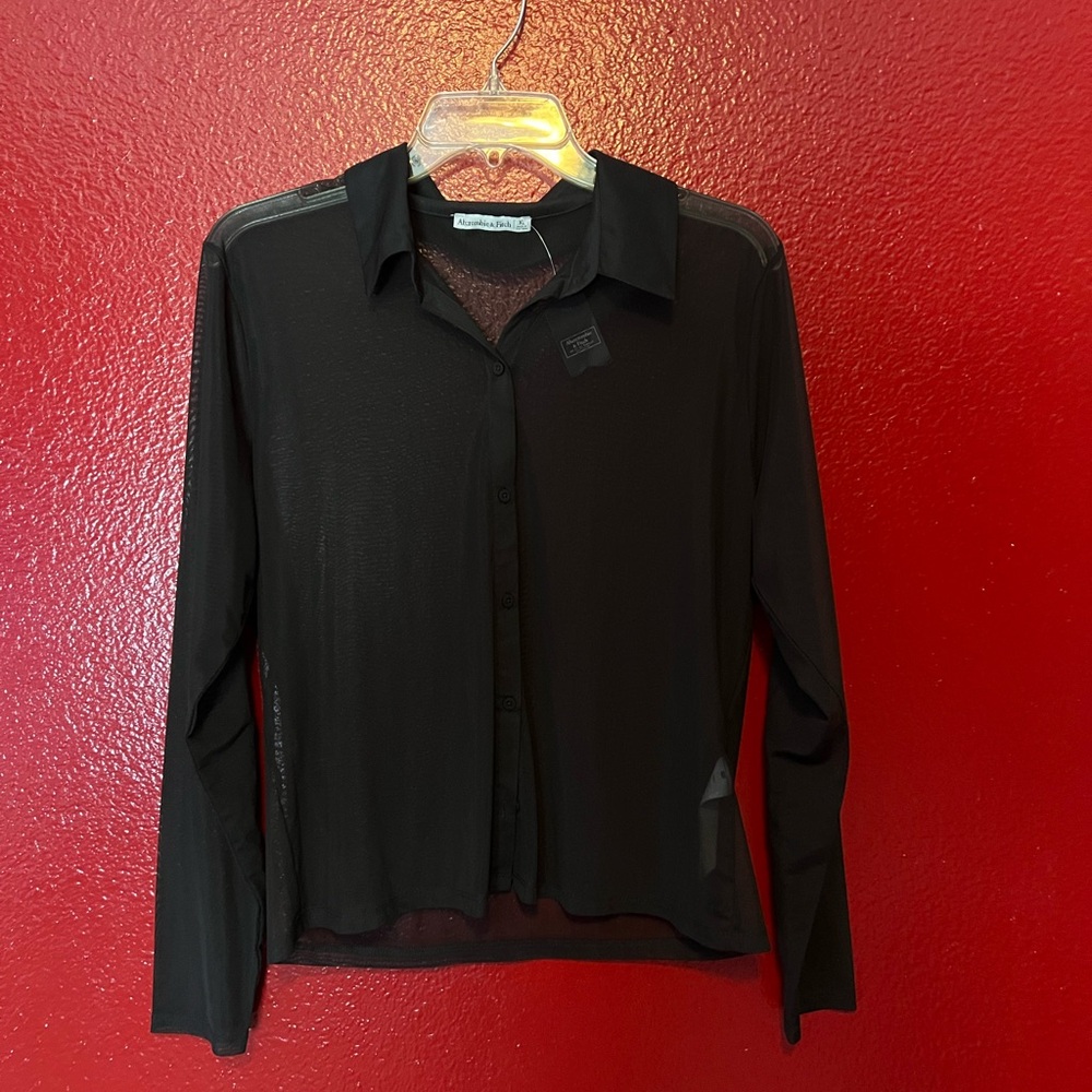Abercrombie & Fitch Black Sheer Blouse